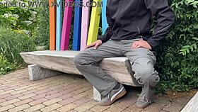 yo, this sexy milf let me finish on a park bench... unreal!