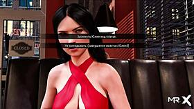 anime girl teases by flashing pussy in crowded restaurant