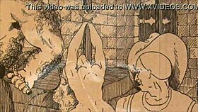 Vintage erotic drawing in retro style