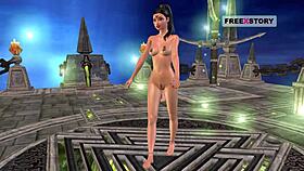 An animated 3d cartoon porn video of a cute indian girl giving sexy poses and masturbating using banana