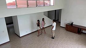 Fucking my real estate client while his fiancée sees the kitchen of his future home i seduce this young 18+ on the stairs showing my pussy and ass then he secretly fucks me 😜