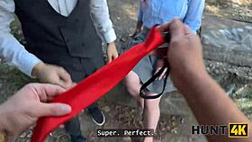 Hunt4k little 18+ redhead whore with natural tits showed her sex skills in public in front of her bf