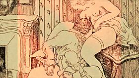 Vintage erotic drawing in retro style