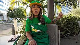 i watch big tit latina subway girl skip work for two huge cocks and cum shots