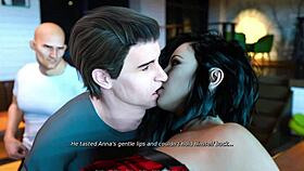 anna exciting affection 22 playing game in bar