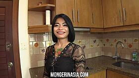 This big-breasted Thai bimbo just blew her boss for some quick baht cash.