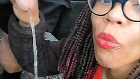 Ebony gay couple inserts tampon then gargles pee by the road 😏