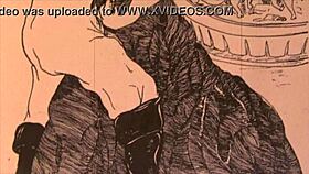 Vintage erotic drawing in retro style