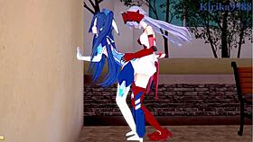 Tsubasa Kazanari and Maria Cadenzavna Eve in Wild Futanari Lesbian Action