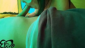 This beautiful woman with small bosom has a hot and steamy experience in the tent