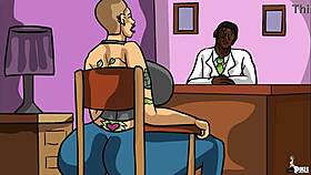 slutty stripper in cartoon hentai fucks her lawyer, ripping clothes for free service