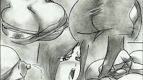 Giantess growth and breast expansion in animated comic compilation part 2