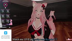 Kanako the catgirl VTuber moans loud while cumming for her chat. They just want her squirting!