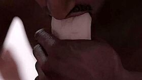 Black guy sucking that big white dick like a pro