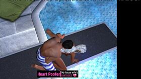 Public pool sex in cartoon style
