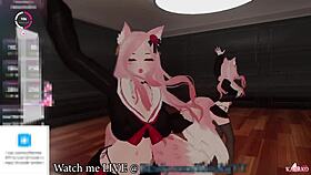Kanako the catgirl VTuber moans loud while cumming for her chat. They just want her squirting!