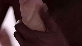 Black guy sucking that big white dick like a pro