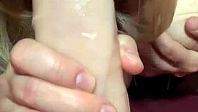blonde wife plays with dildo on webcam