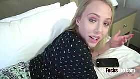 hey, i'm making my blonde teen step sister dixie lynn feel better with some riding and blowjob
