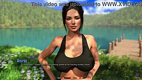 Crazy step sister swims naked in forest and gets caught