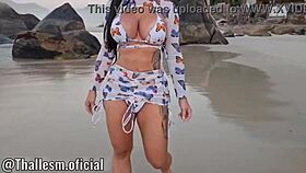 Found This Tattooed Brunette Lost on Nudist Beach, Had to Ride My Cock