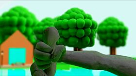 Claymation character masturbates in anime style