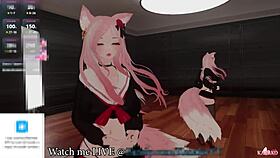 Kanako the catgirl VTuber moans loud while cumming for her chat. They just want her squirting!