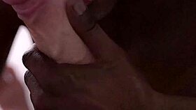 Black guy sucking that big white dick like a pro