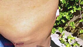 stepsister's panties filled in the garden with cum