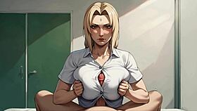 Tsunade's curvaceous figure in a sexy hospital gown