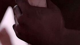 Black guy sucking that big white dick like a pro