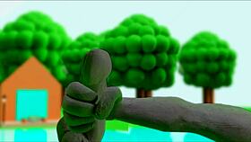 Claymation character masturbates in anime style