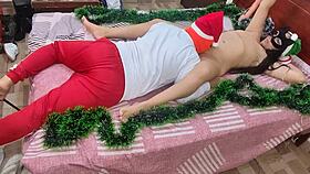 Amateur Sucks Big Ass Stepmother's Pussy and Ass During Christmas Party