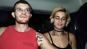 couple fucking inside the uber with big cocks bareback