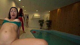 Risky sex in the pool with public agent! 😏