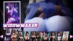 Chun Li and 2B play a sex game with anal and big tits