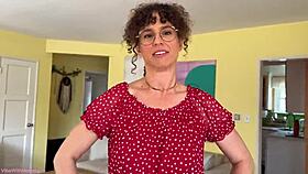 Stepmom with Glasses Enjoys POV Fun with Short Guy’s Small 18+ Cock.