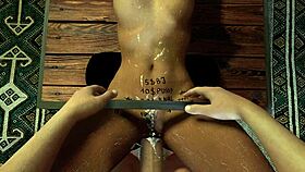 Bound whore in POV BDSM gets her tight pussy creamed and releases on the cock