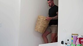 Yo, fit babe caught banging with monster cock in laundry room!