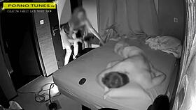 Mature wife interacts with fans at gloryhole while husband naps.