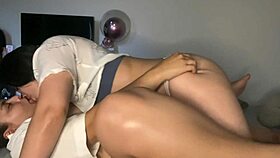 Lesbians in underwear rub bodies and reach intense climaxes