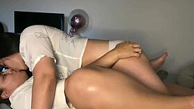 Lesbians in underwear rub bodies and reach intense climaxes