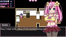 Noelle does her best in the game with big tits on display