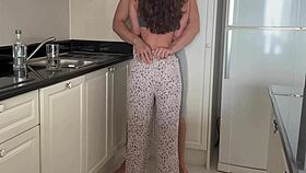 Roommate fucks me hard in the kitchen