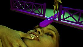 You're sliding down in a nightmare with giant women.