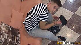 Gay Teen Solo Footjob Stroking