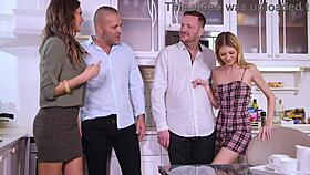 Horny roomies Tina Kay and Rebecca Volpetti dive into a wild DP orgy.