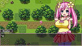 Noelle does her best in the game with big tits on display