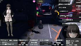 sereka exposes under naked coat outdoors