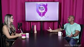 lucas ferraz hosts bora cast with bruna carlos in part one